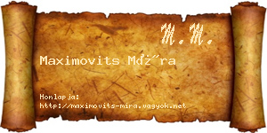 Maximovits Míra névjegykártya